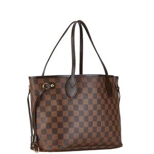 LOUIS VUITTON Brown Damier Leather Neverfull PM Tote Bag